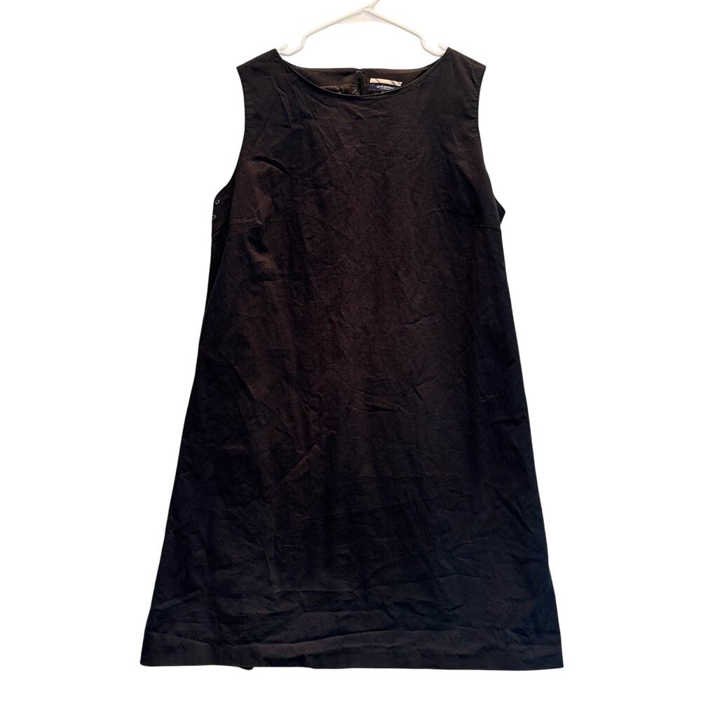 Burberry London Dress Womens 14 Black Shift Sleeveless Made in Italy Classic